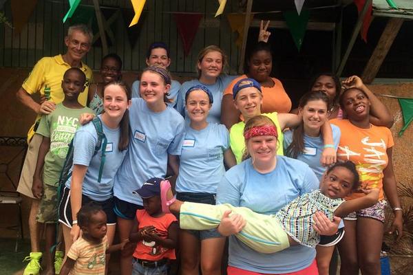 Lauren and classmates from Mariemont High School with Fr. Jim and friends in Jamaica