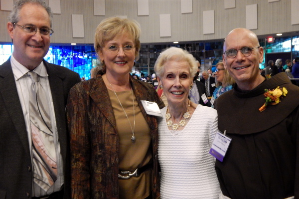 Br. Al Mascia, OFM (right) with his mother Mary and co-founders of Song and Spirit Institute for Peace Steve Klaper and Mary Gilhuly