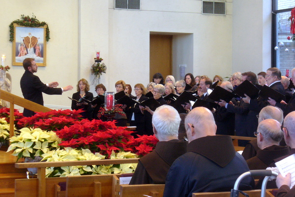 The Cincinnati May Festival Chorus sings at the funeral Mass of Br. Bob Lucero, OFM.    Br. Bob sang in the choir for 43 years.