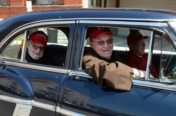 Fr. Tom Speier and Fr. John Bok enjoy a sweet ride thanks to our friend Roger Pierson and his 1954 Packard