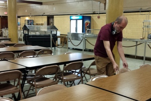 Jeff makes sure the cafeteria runs smoothly