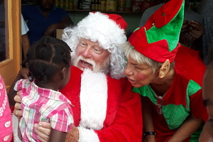 girl with Santa and Elf